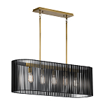 Люстра подвесная овальной формы с металлическим решетчатым абажуром матово-черного цвета и 5 лампами Kichler варинант исполнения - 2 | Loft Concept в Воронеже