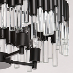 Люстра круглая из матового черного металла с подвесками из прозрачных стеклянных трубок Noir Tubes варинант исполнения - 5 | Loft Concept в Воронеже