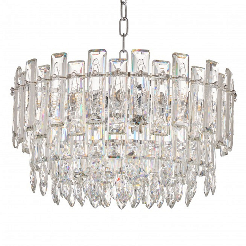 Круглая люстра с хрустальными подвесками на серебряном каркасе Gorgeous Crystal Light Хром Прозрачный Круглая люстра с хрустальными подвесками на серебряном каркасе Gorgeous Crystal Light Хром Прозрачный в Воронеже | Loft Concept