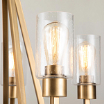 Люстра цвета латунь с 5-ю цилиндрическими плафонами из прозрачного пузырчатого стекла Kichler варинант исполнения - 4 | Loft Concept в Воронеже