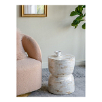 Приставной столик с мозаичным рисунком из раковин устриц Bone Inlay варинант исполнения - 6 | Loft Concept в Воронеже