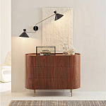 Комод округлой формы с тремя ящиками Walnut and Leather варинант исполнения - 9 | Loft Concept в Воронеже