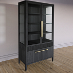 Витрина Primo со стеклянными фасадами и буфетом шпон Черный дуб варинант исполнения - 3 | Loft Concept в Воронеже