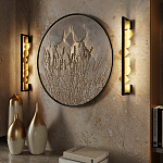 Бра вертикальное черного цвета с золотыми кругами и квадратами Gravyura варинант исполнения - 6 | Loft Concept в Воронеже