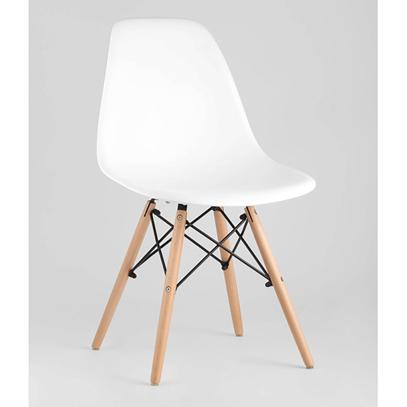 Пластиковый стул на ножках из массива бука Eames White Белый Древесина Пластиковый стул на ножках из массива бука Eames White Белый Древесина в Воронеже | Loft Concept