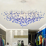 Люстра овальная с синими стеклянными подвесками в форме капель FAIRYTREE Light варинант исполнения - 4 | Loft Concept в Воронеже