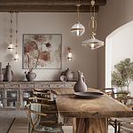 Подвесной светильник с прямоугольными и овальными элементами и акцентом из натурального камня Tectona  варинант исполнения - 7 | Loft Concept в Воронеже