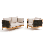 Садовый диван из тикового дерева и веревок Оreon варинант исполнения - 6 | Loft Concept в Воронеже