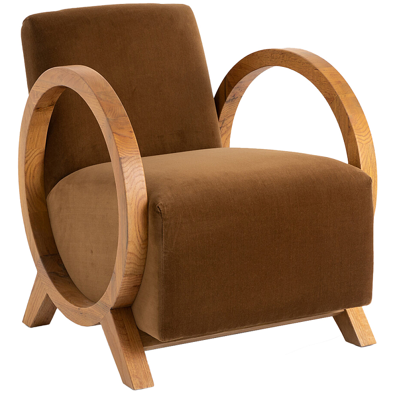Кресло с круглыми деревянными подлокотниками Modesto Chair Коричневый Древесина Кресло с круглыми деревянными подлокотниками Modesto Chair Коричневый Древесина в Воронеже | Loft Concept