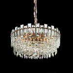 Круглая люстра с хрустальными подвесками на золотистом каркасе Gorgeous Crystal Light варинант исполнения - 6 | Loft Concept в Воронеже