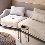 Стол журнальный круглый со столешницей из стекла Gold and Black Marble варинант исполнения - 5 | Loft Concept в Воронеже