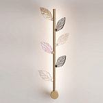 Бра с золотистой вертикальной трубкой и декоративными прозрачными листьями из стекла Sylva  варинант исполнения - 2 | Loft Concept в Воронеже