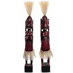 Комплект из 2-х деревянных статуэток Asmat Straw Headdress Statuettes Red варинант исполнения - 5 | Loft Concept в Воронеже