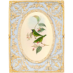 Декоративный постер с изображением птиц в раме с рельефным растительным узором Blooming Birds Poster варинант исполнения - 9 | Loft Concept в Воронеже