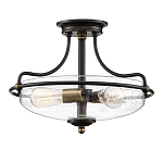 Потолочный светильник со стеклянным плафоном на изогнутых кронштейнах Quoizel  варинант исполнения - 15 | Loft Concept в Воронеже