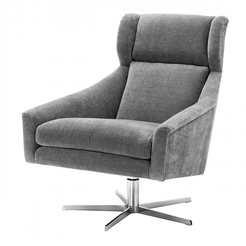 Кресло Eichholtz Swivel Chair Nara Никель Серый Кресло Eichholtz Swivel Chair Nara Никель Серый в Воронеже | Loft Concept