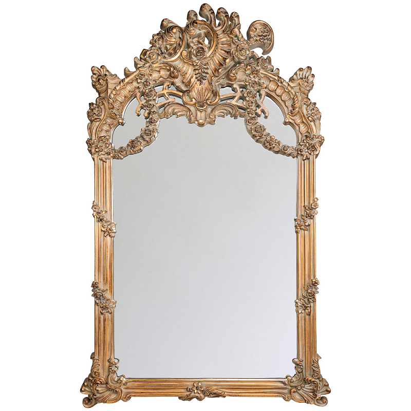 Зеркало настенное в ажурной раме с эффектом старины Classic Ornament Mirror Светло-коричневый  в Воронеже | Loft Concept 