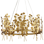 Люстра круглая золотая с декором в виде веток эвкалипта Eucalyptus Branches варинант исполнения - 1 | Loft Concept в Воронеже