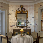 Обои ручная роспись Fishes Blue Pearl on Tarnished Silver gilded silk with pearlescent antiquing варинант исполнения - 6 | Loft Concept в Воронеже