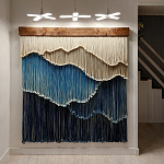 Текстильный Арт-объект на стену ручной работы из веревок Blue Mountains варинант исполнения - 2 | Loft Concept в Воронеже