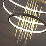 Люстра подвесная с 3-мя круглыми подвесами в черном и золотистом цвете и вертикальными подвесками Ring Horizontal варинант исполнения - 3 | Loft Concept в Воронеже