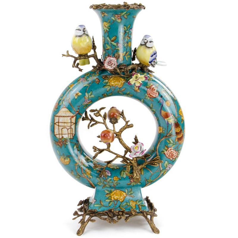 Фарфоровая ваза Vase with Hole Бирюзовый Бронза Фарфоровая ваза Vase with Hole Бирюзовый Бронза в Воронеже | Loft Concept