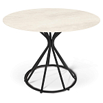 Стол обеденный с круглой керамической столешницей песчаного цвета Sand Ceramics варинант исполнения - 1 | Loft Concept в Воронеже