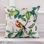 Декоративная подушка бежевая с изображением птица в саду Blooming Birds варинант исполнения - 2 | Loft Concept в Воронеже