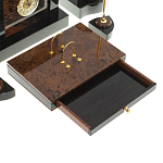 Настольный письменный набор с часами из природного камня обсидиана Royal Stone варинант исполнения - 4 | Loft Concept в Воронеже