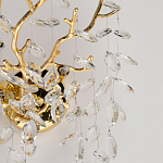 Бра золотого цвета с декоративными ветвями и прозрачными подвесками в форме листьев Droplet Chandelier варинант исполнения - 6 | Loft Concept в Воронеже