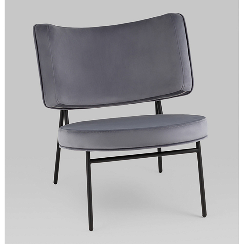 Мини-кресло District Lounge велюр серый Серый Черный в Воронеже | Loft Concept 