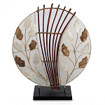 Настольная лампа из перламутра и дерева на подставке Indonesian Petal варинант исполнения - 1 | Loft Concept в Воронеже