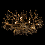 Потолочная люстра в виде ветвей деревьев золотого цвета с прозрачными подвесками-каплями Droplet Chandelier варинант исполнения - 4 | Loft Concept в Воронеже