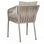 Стул серо-бежевый с декоративным плетением на спинке и подлокотниках Chair Weave варинант исполнения - 5 | Loft Concept в Воронеже