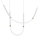 Подвесной светильник с 3-мя изогнутыми плафонами и белыми декоративными шариками PEARLS Suspension варинант исполнения - 1 | Loft Concept в Воронеже