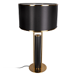 Настольная лампа с чёрным тканевым абажуром и металлическим корпусом золотого цвета Golden Arc варинант исполнения - 2 | Loft Concept в Воронеже
