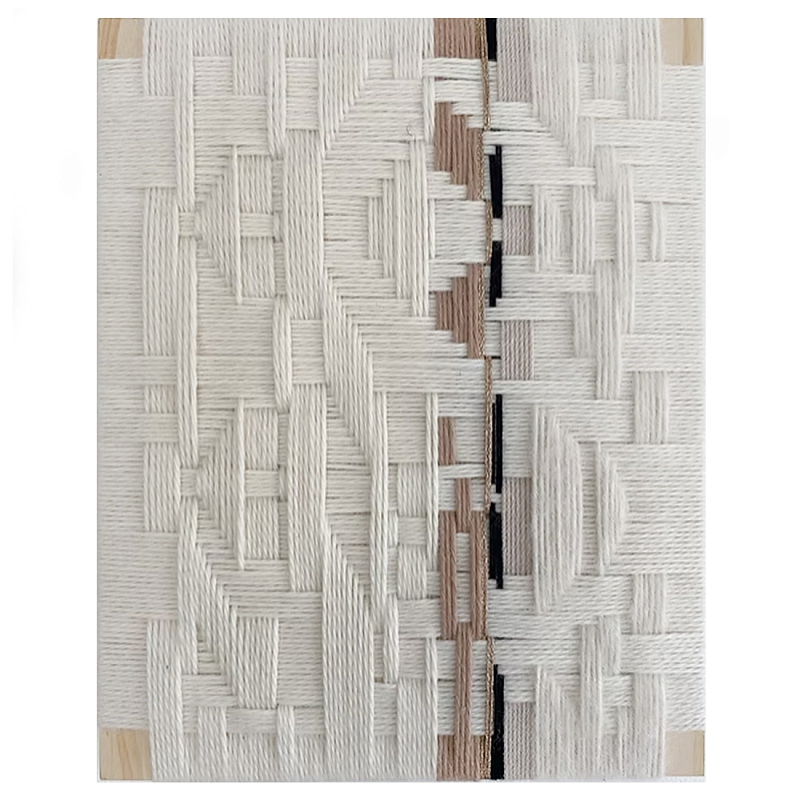 Текстильное панно ручной работы из хлопкового шнура wall panel line beige Коричневый Молочный в Воронеже | Loft Concept 
