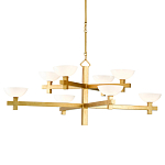 Люстра золотая с 8-ю молочными плафонами в виде чаши Tiers of Clear Lines варинант исполнения - 1 | Loft Concept в Воронеже