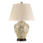 Настольная лампа с фарфоровым основанием бежевого цвета с рисунком и плиссированным абажуром на темной подставке Elstead Lighting варинант исполнения - 6 | Loft Concept в Воронеже