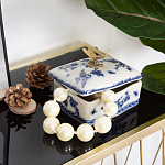 Фарфоровая шкатулка с бронзовой стрекозой Blue and White варинант исполнения - 7 | Loft Concept в Воронеже