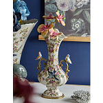 Ваза белого цвета из фарфора с цветочным рисунком и бронзовыми ручками с фигурками птиц Eden Garden porcelain and bronze варинант исполнения - 2 | Loft Concept в Воронеже