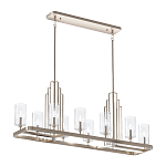 Люстра прямоугольная цвета латунь с прозрачными рифлеными цилиндрическими плафонами Kichler варинант исполнения - 11 | Loft Concept в Воронеже