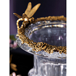 Ваза из прозрачного стекла на бронзовой подставке с ободком и ручками в виде стрекоз Eden Garden варинант исполнения - 5 | Loft Concept в Воронеже