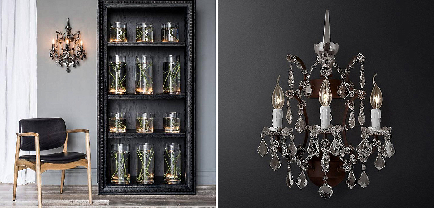 Бра 19th c. Rococo IRON & CLEAR CRYSTAL Brown Wall Lamp Бра 19th c. Rococo IRON & CLEAR CRYSTAL Brown Wall Lamp - Loft-Concept в Воронеже