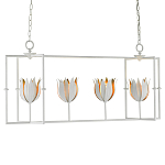 Люстра белая прямоугольная с абажурами в виде цветков тюльпана White Tulips варинант исполнения - 2 | Loft Concept в Воронеже