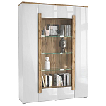 Шкаф-витрина с белым глянцевым фасадом 4-х дверная Grace of Furniture варинант исполнения - 1 | Loft Concept в Воронеже