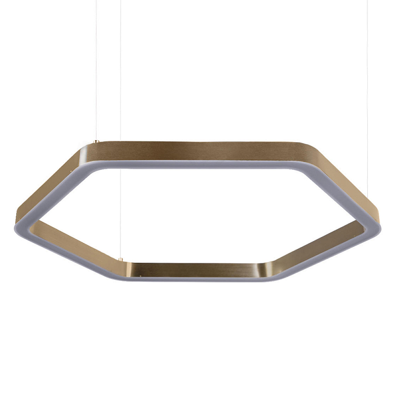 Люстра подвесная светодиодная в форме шестиугольника Диаметр 80 см Hexagon Horizontal Золотой Люстра подвесная светодиодная в форме шестиугольника Диаметр 80 см Hexagon Horizontal Золотой в Воронеже | Loft Concept