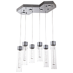 Люстра c 6-ю стеклянными плафонами хром Sparkling Bubbles Tube Chrome Hanging Lamp варинант исполнения - 1 | Loft Concept в Воронеже