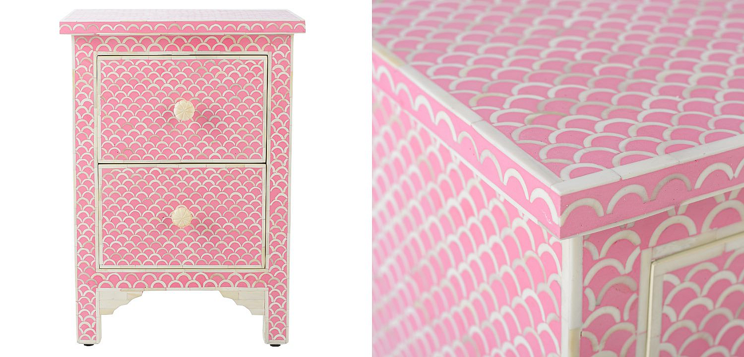 Тумбочка Pink Indian Bone Inlay nightstand Тумбочка Pink Indian Bone Inlay nightstand - Loft-Concept в Воронеже