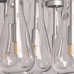 Люстра с 7-ю прозрачными плафонами из стекла в форме капли на круглом потолочном основании цвета хром Lucid Rain  варинант исполнения - 9 | Loft Concept в Воронеже